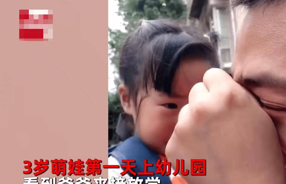 家长|爸爸接3岁女儿放学，父女俩抱着哭成泪人，妈妈：第一次离开身边