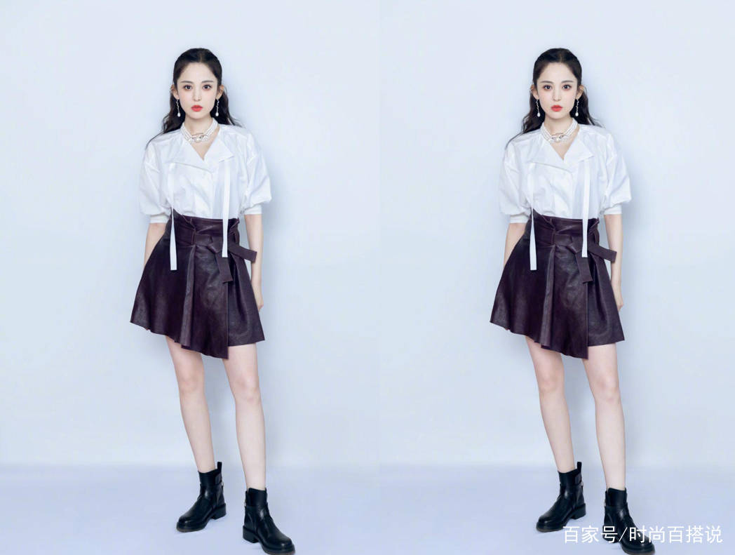 黑色|古力娜扎黑白搭配秒变“酷girl”，卷发造型随性慵懒，满满氛围感