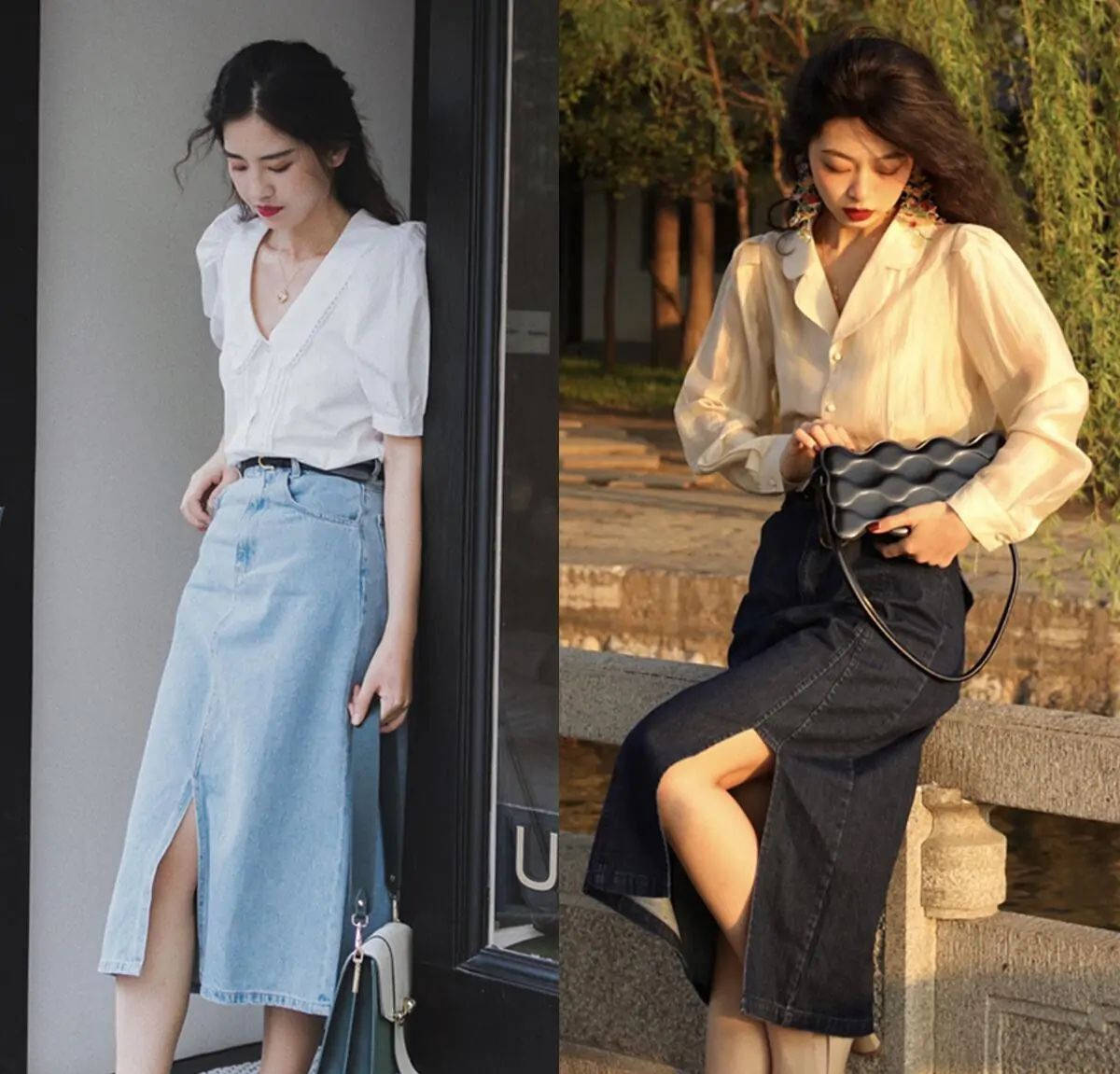 设计|很适合夏季的搭配:衬衫+半裙,遮肉显瘦,上班上学都能穿