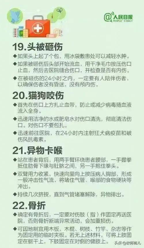 蜜蜂|@所有人，30个急救常识，值得收藏！
