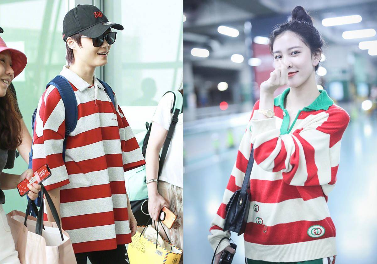 李宇春|169cm宋妍霏与175cm李宇春,同穿红白条纹衫,不是腿长就能赢!