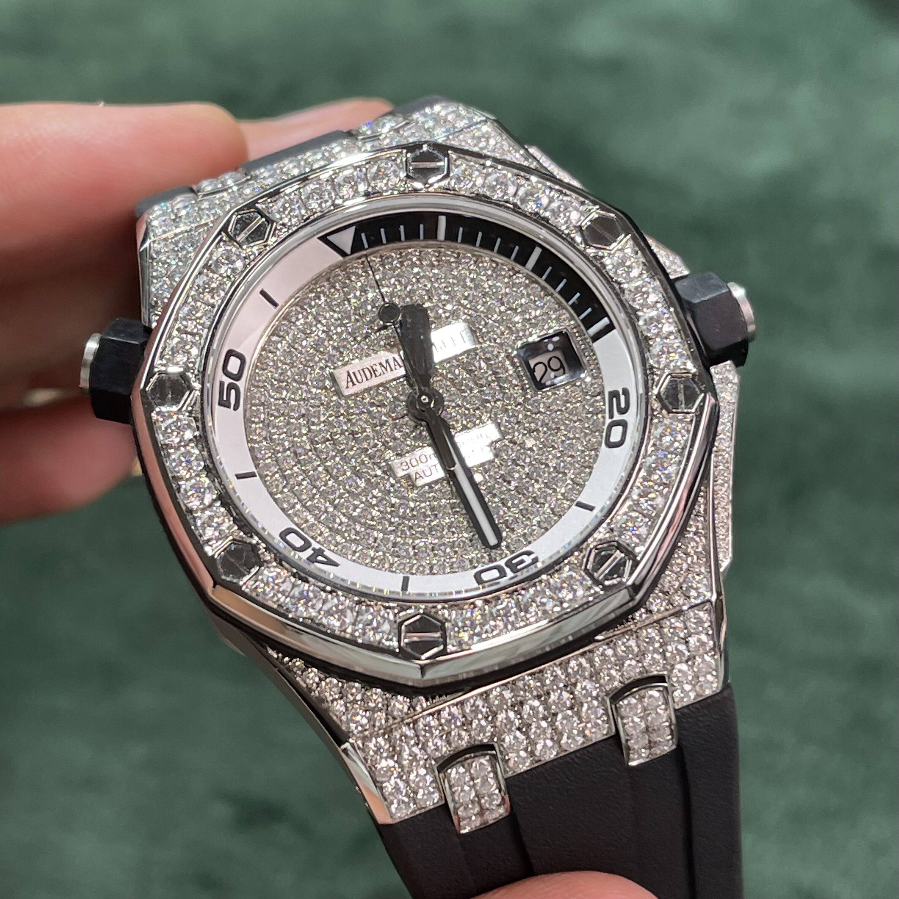 爱彼皇家橡树离岸型系列15710后镶满钻_钻石