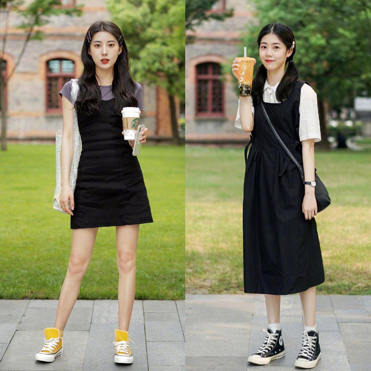 小个子|“帆布鞋＋裙子”，今夏这样穿，减龄时髦又好看，小个子也能穿