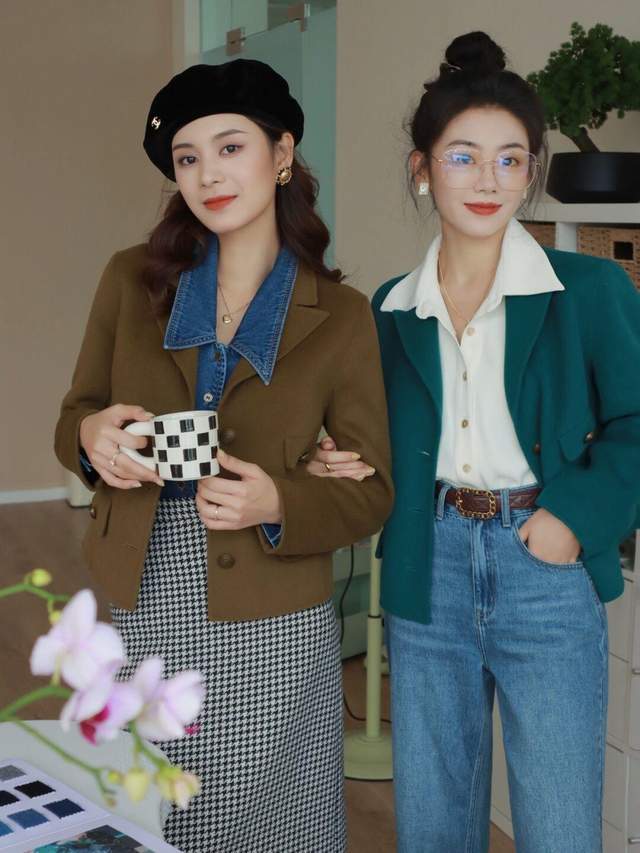 黑色|复古潮流的姐妹装，同款不同颜色，穿出不同的韵味，秋天必选