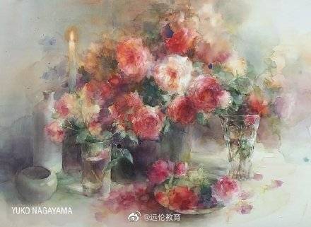 日本画家永山裕子的花卉水彩作品