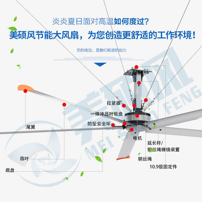 工业吊扇能促进高大空间整体空气循环而形成通风降温效果