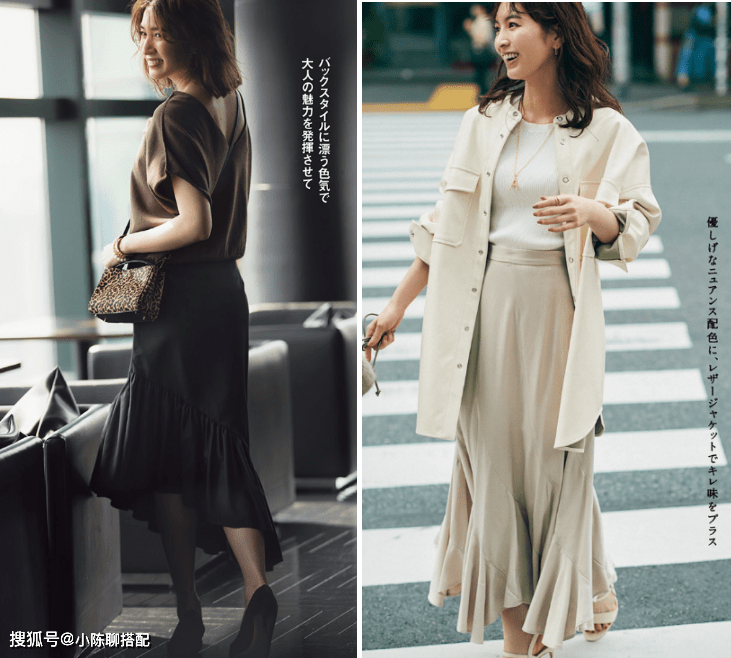 鱼尾 穿过膝裙你真的选对上衣了吗？气质女人这样穿，时髦还优雅