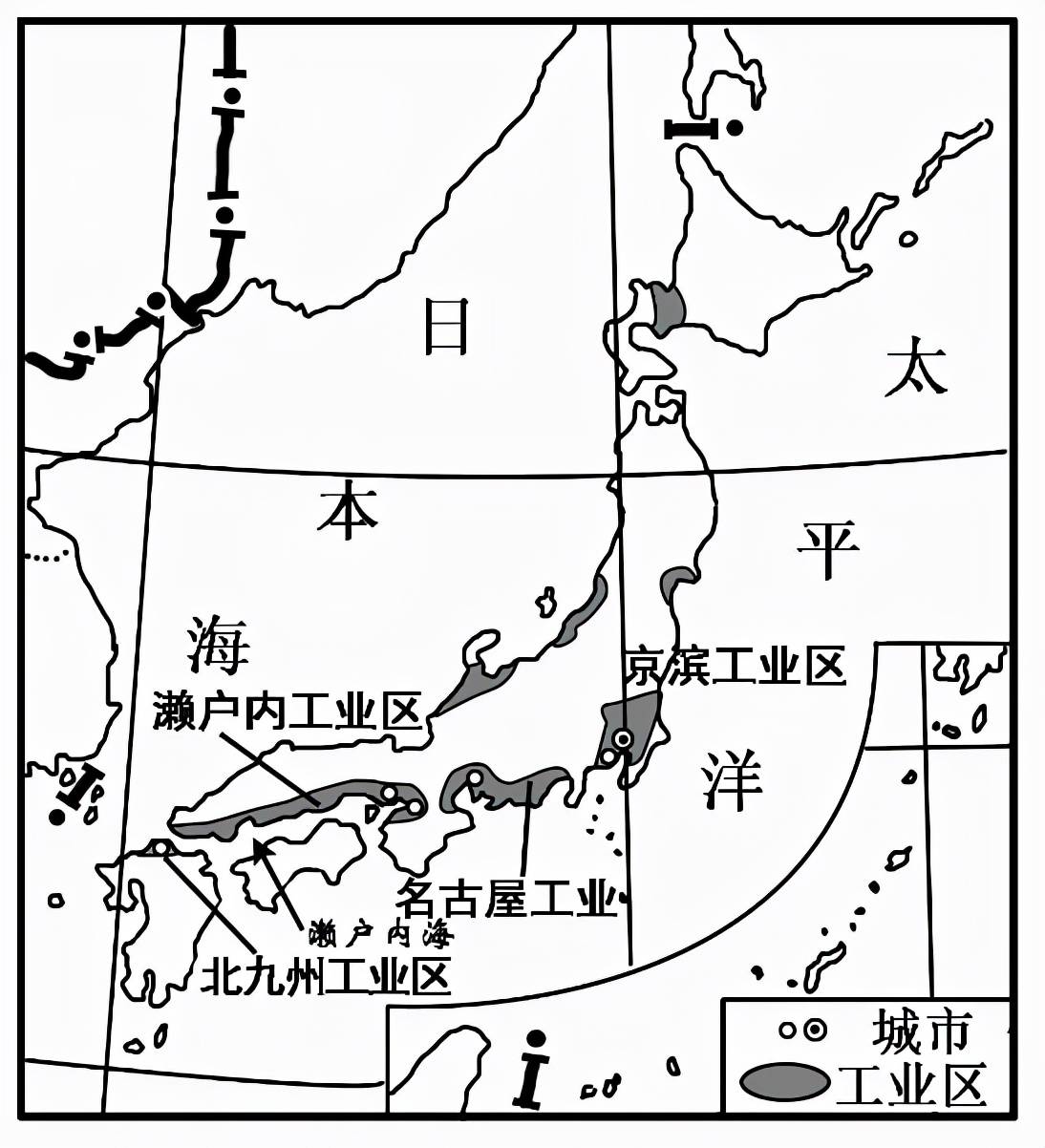 日本区域地理图手绘图片