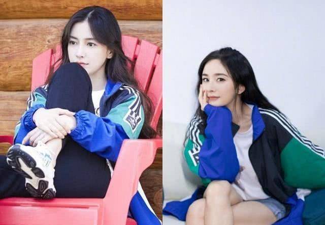 运动服 有种“撞衫”叫杨颖和杨幂，看到两人的坐姿，谁是腿精一眼明了