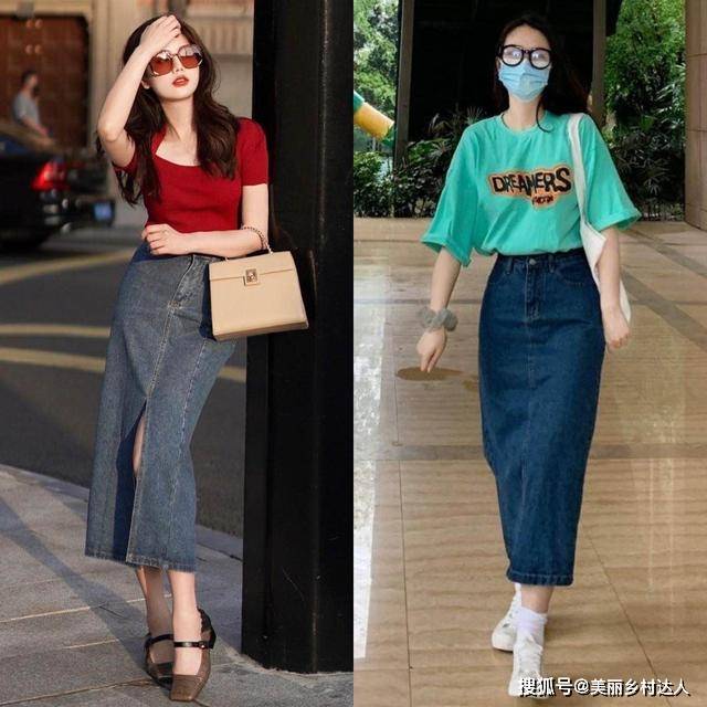 面料 今年流行的“牛仔半裙”,很适合30岁的女人,照着穿优雅又洋气