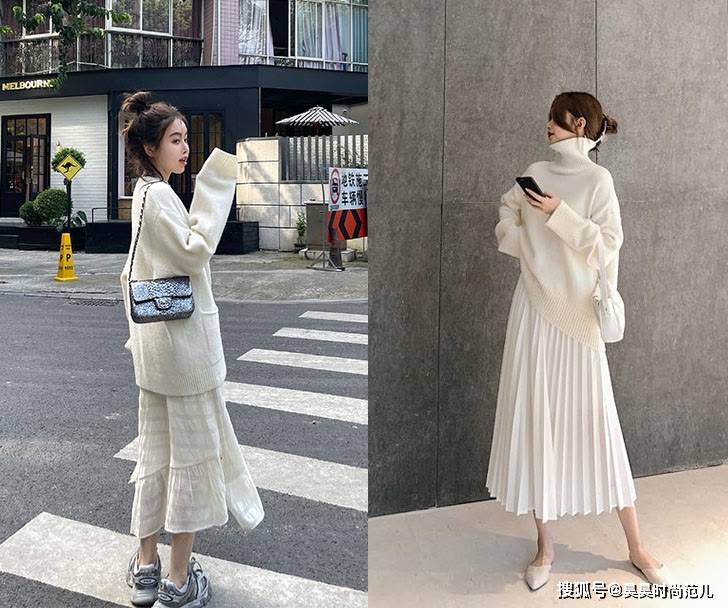 天气 入秋简约风穿搭，利用白色毛衣的百变穿搭方式，努力做个精致女人