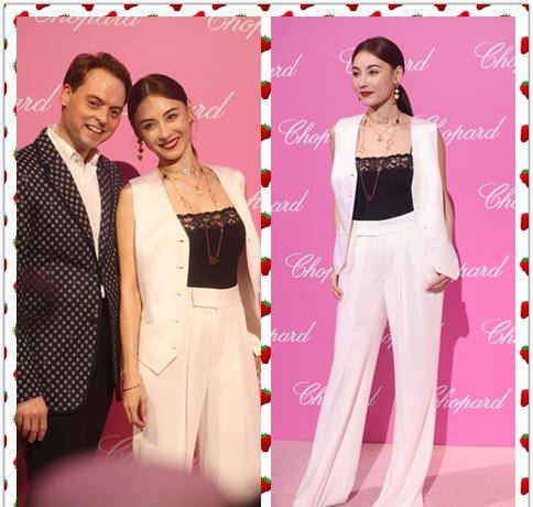 黑色 张柏芝虽然40多了，但生图很显嫩，穿白色长裤气质很帅气