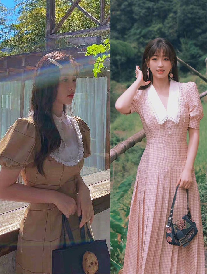 蓝色 长裙+针织开衫，虞书欣为你演绎：秋季浪漫纯美系穿搭范本~