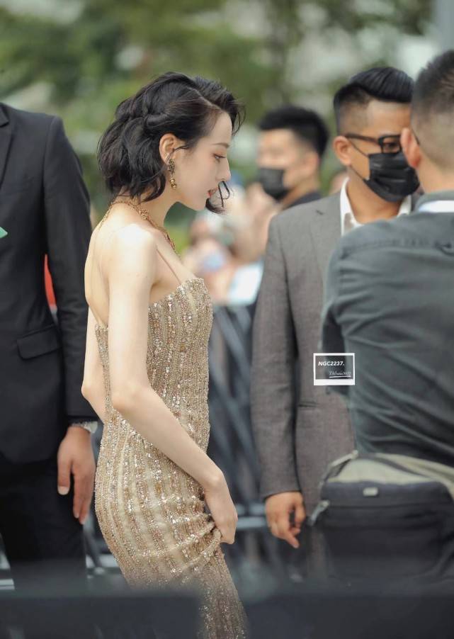 廓形 热巴靠身材赢过杨幂!穿“黄金礼服”高调亮相,美成内娱天花板