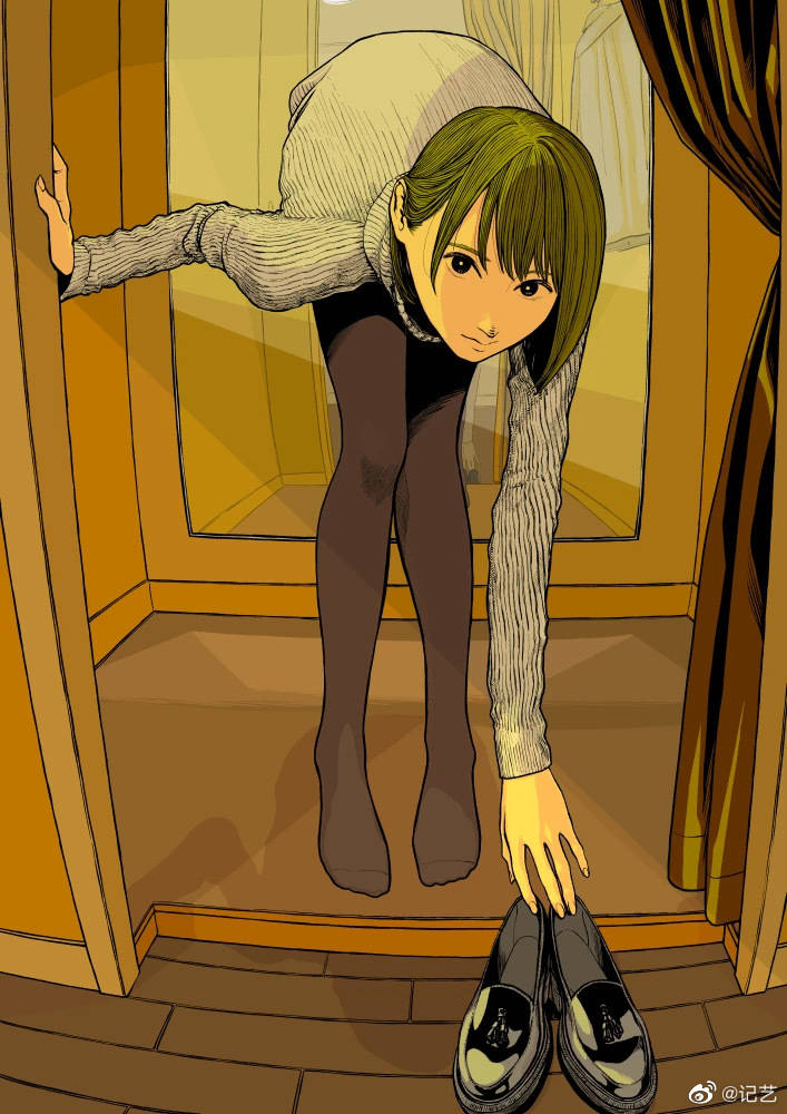 田中 美少女辅以工业元素的插画,不搭界却又能和谐并存