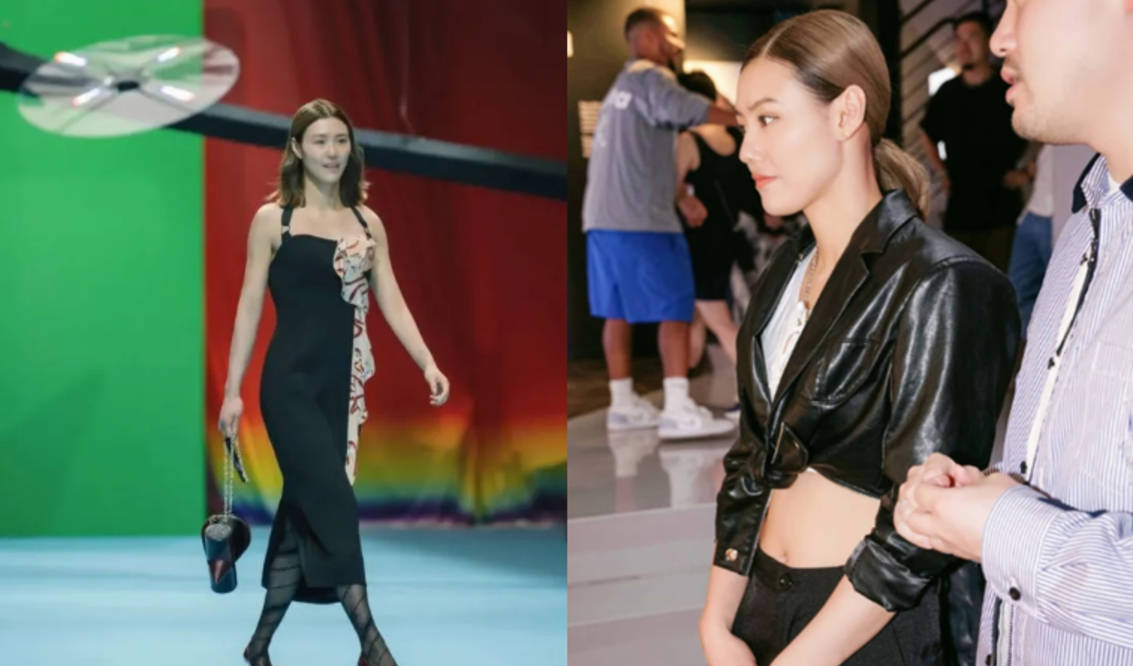 黑色 太美了！刘湘首次走T台秀，气场不输超模，泳坛女神要转行了？