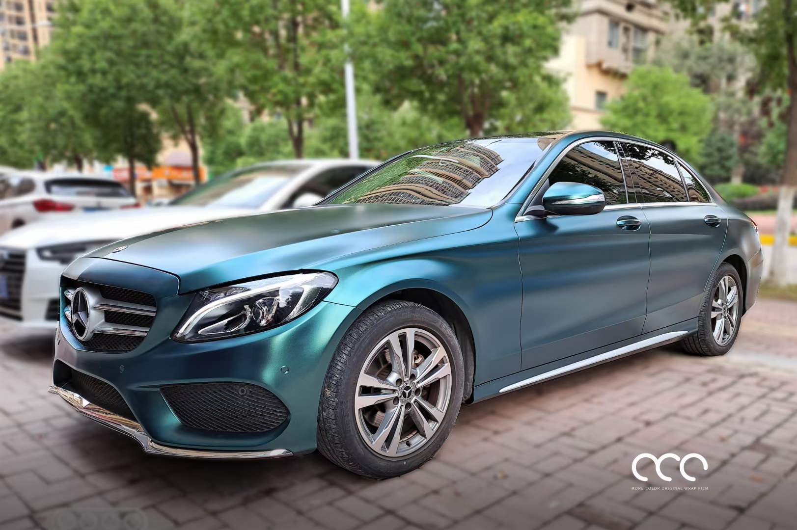 奔驰全车漫彩改色膜电光金属墨绿