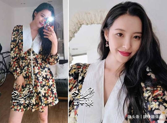 长发 同一件衣服的选择！宣美与NANA（林珍娜），365万韩元花纹连衣裙