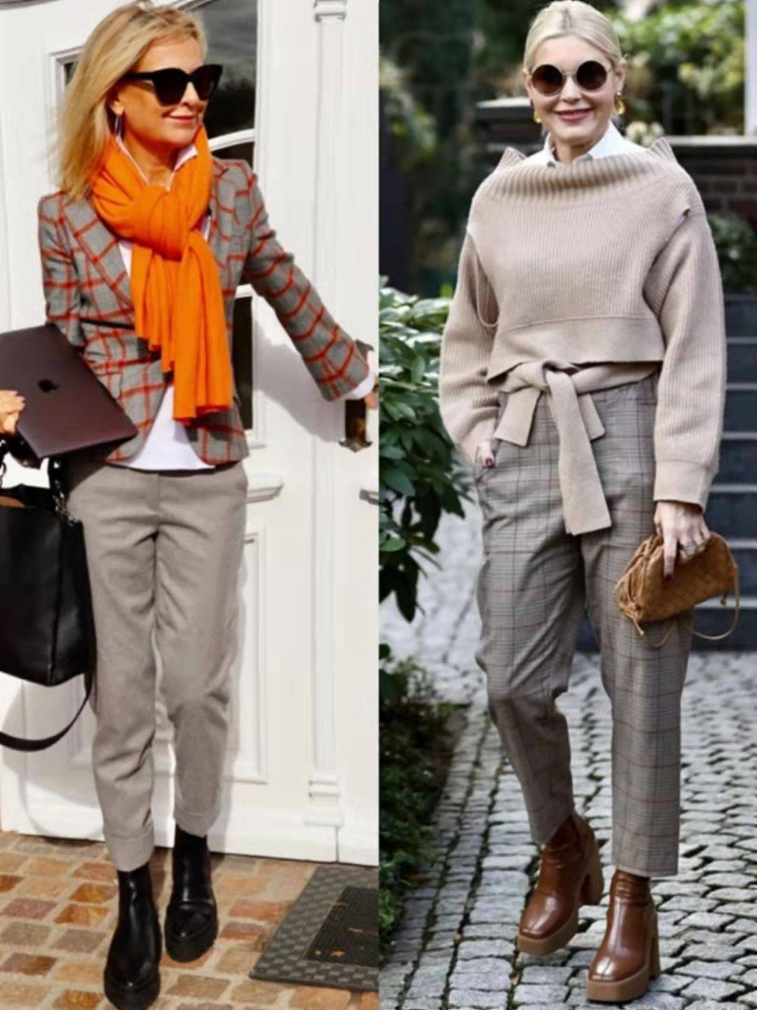 颜色 “小脚裤+短靴”，才是50、60岁女人的冬季打扮，时尚气质显腿长