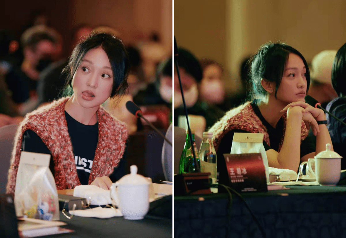 黑衣 年近50的周迅还是很有灵气,黑衣红唇很美艳,“荷花领”挺惹眼