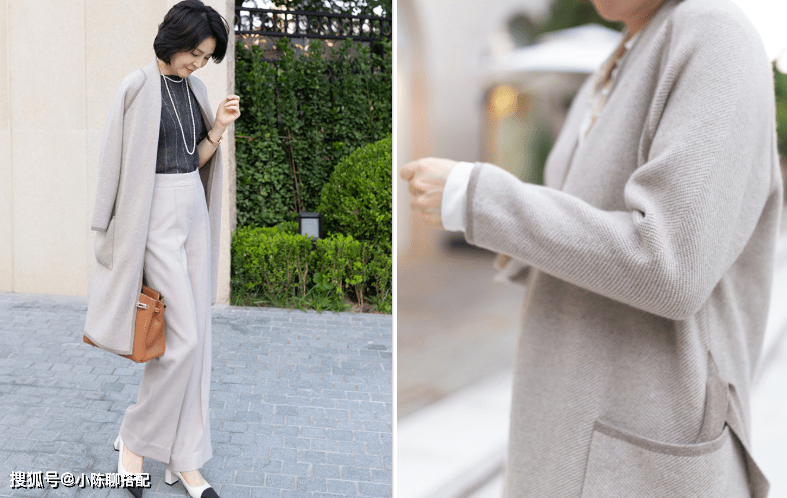 显得 这才是50岁女人该有的大衣打扮，保暖又高级，妈妈们可以照着穿