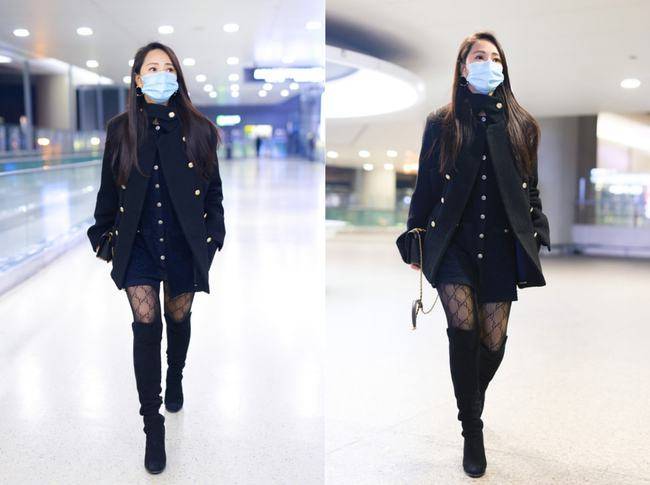 黑色 上身搭配紧身会更加有气质，白色细高跟长筒靴增高显气质，很适合职场女性