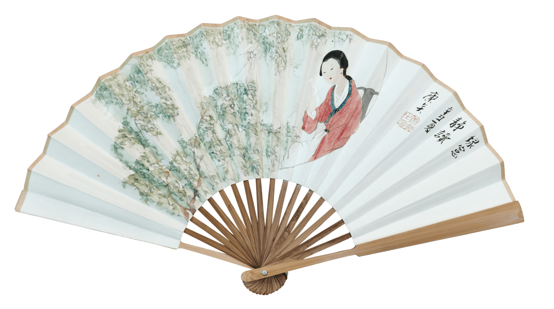 花开解语佳期如梦康奕扇面仕女图