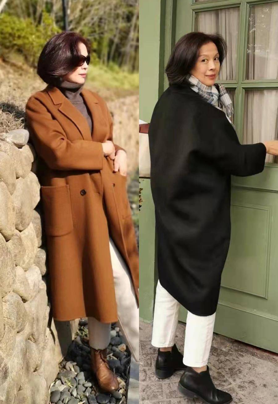 黑色 “呢大衣、小脚裤”才是五六十岁女人应有的秋季打扮,优雅太气质