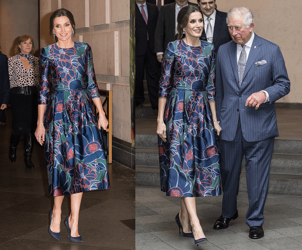 显得 别再说印花裙土了，西班牙王后穿起来优雅又时髦，看着一点都不丑