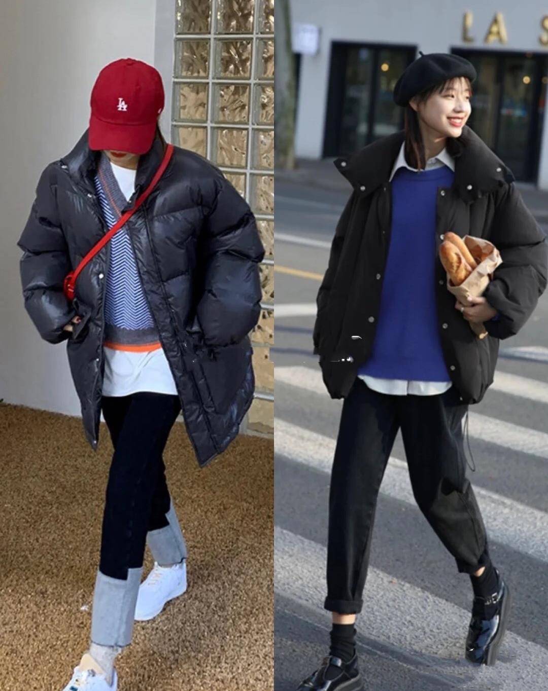 姐妹 人手一件的黑色羽绒服怎么穿才好看？