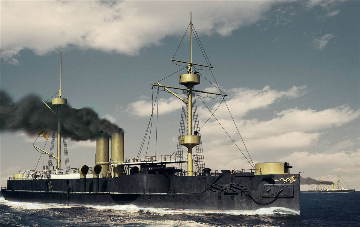 原创十九世纪下半叶早期的一种蒸汽式军舰铁甲舰