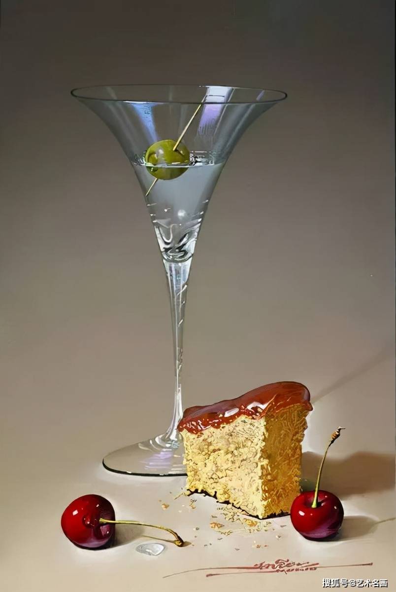西班牙超写实画家javiermulio的透明玻璃杯具油画作品