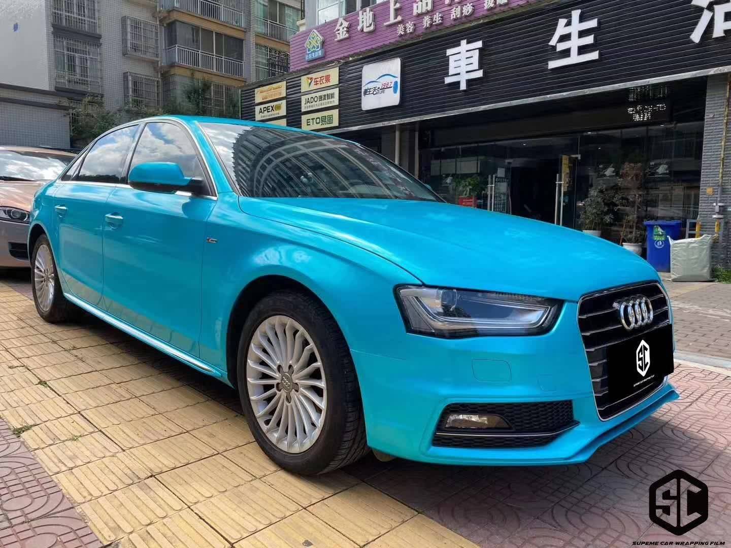 奥迪a4:sc改色膜超亮金属海洋蓝_搜狐汽车_搜狐网