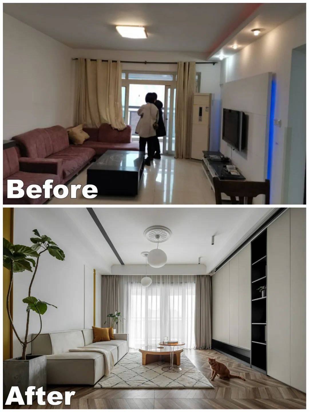 旧房改造案例丨看看小夫妻90㎡两室改造前后对比组图_空间