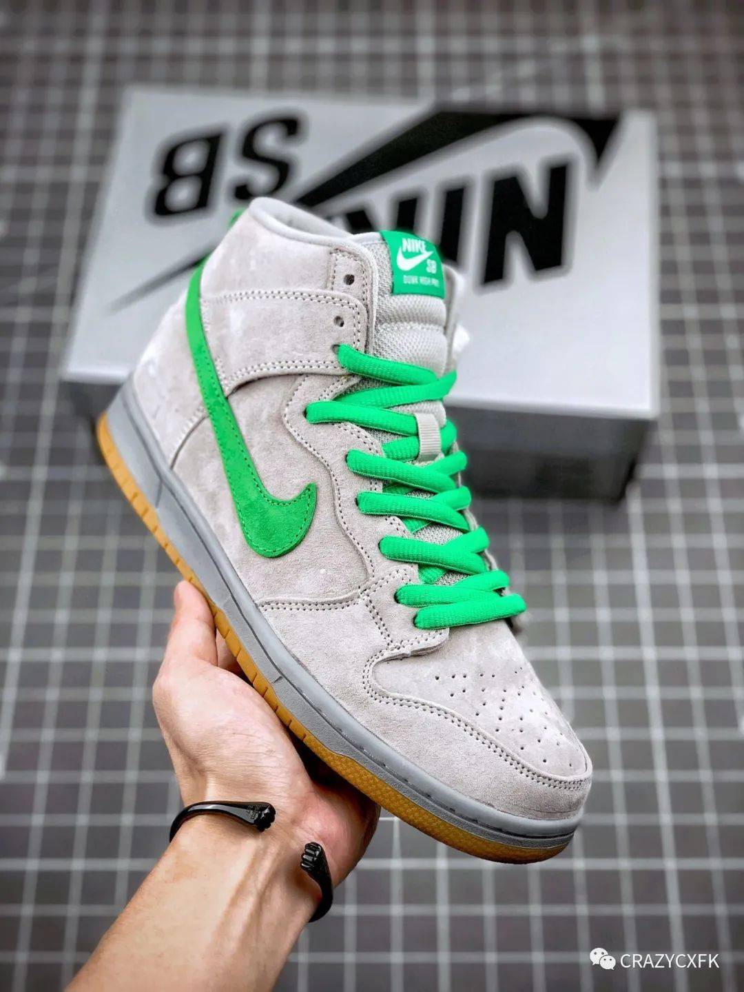 耐克nike dunk sb high prm grey box 灰绿生胶高帮运动板鞋