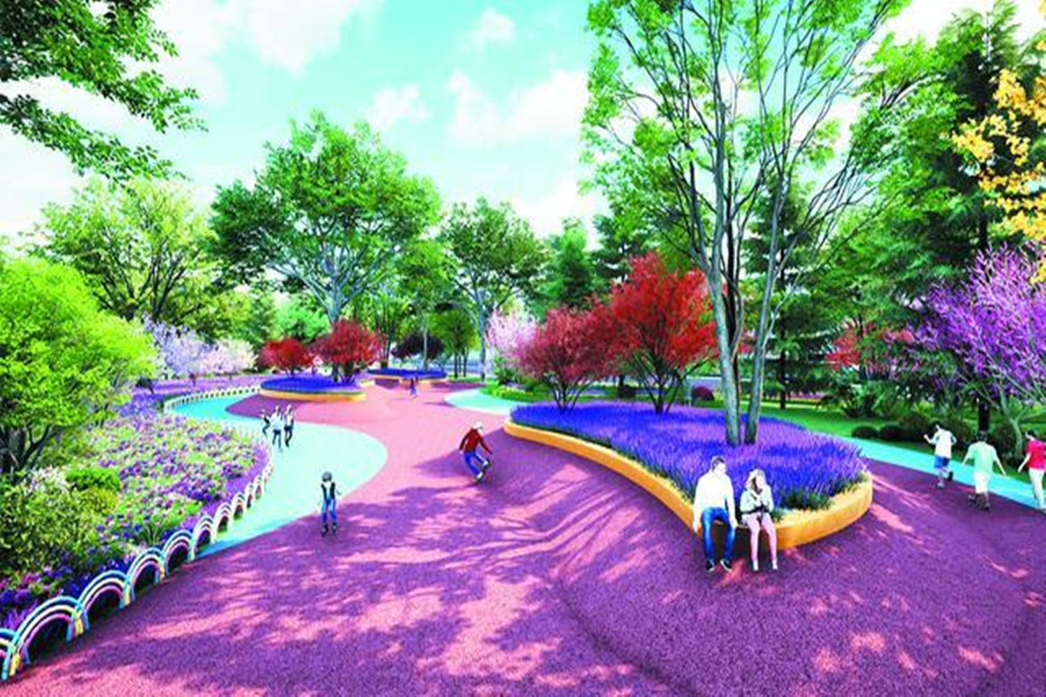 淄博一公园进行提升改造,功能区增加,设施更完善