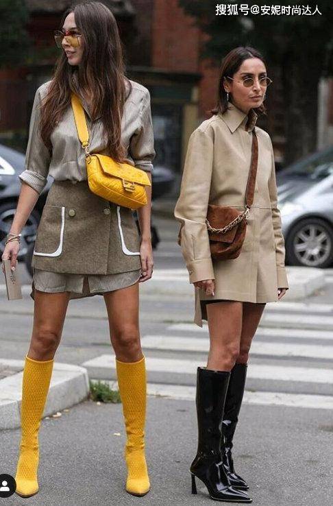 欧美风 长靴和欧美风的CP组合，街头时尚的酷girl，混搭风也可以尽情秀腿