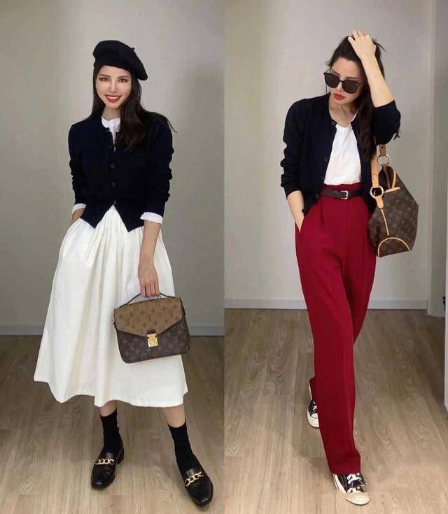 百褶 这才是“一衣多穿”的示范，针织开衫穿出16套造型，实用又时髦