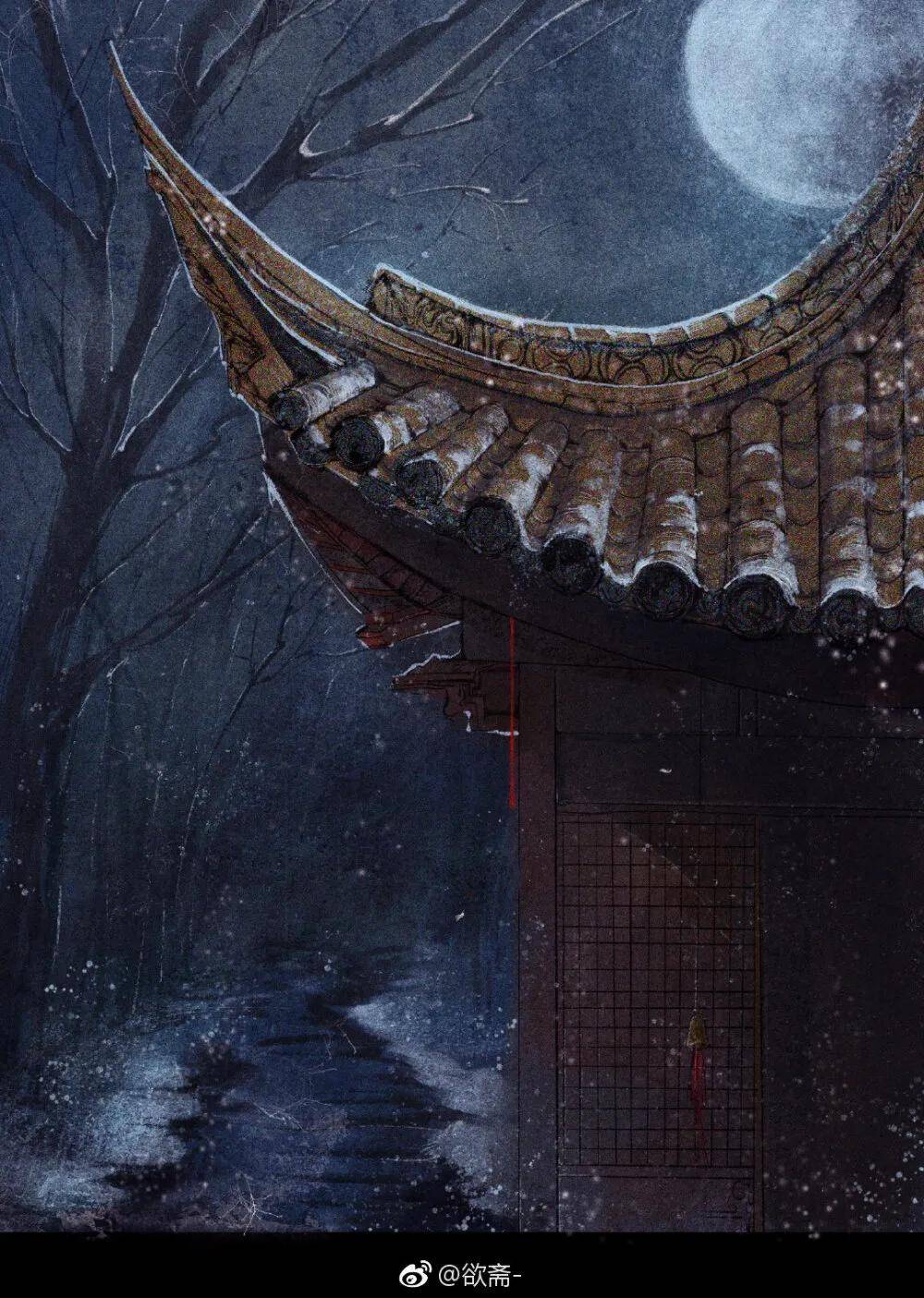 古风插画分享丨冬雪_侵权_江湖_图片