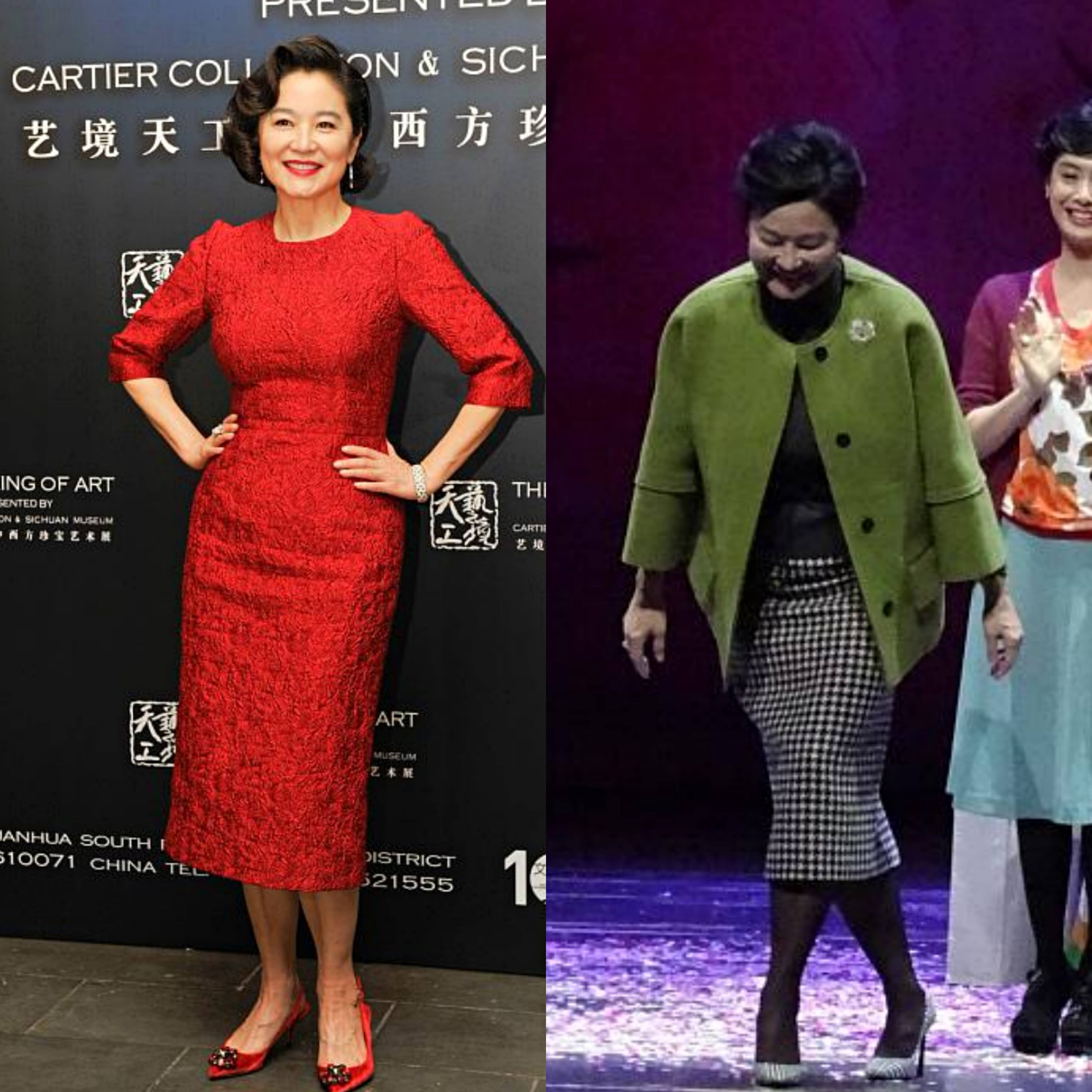 林青霞 67岁林青霞罕见秀性感，穿包臀裙小腹紧绷，天鹅颈比张艾嘉长一倍