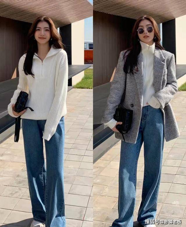 设计 毛衣+大衣、直筒裤+靴子,简约显气质的保暖look,穿出时尚感