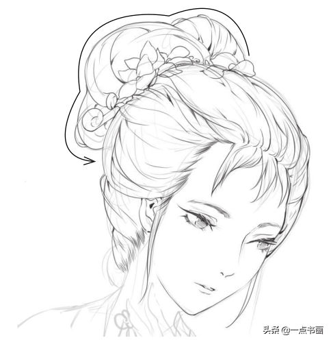 铅笔线描古风美人画法