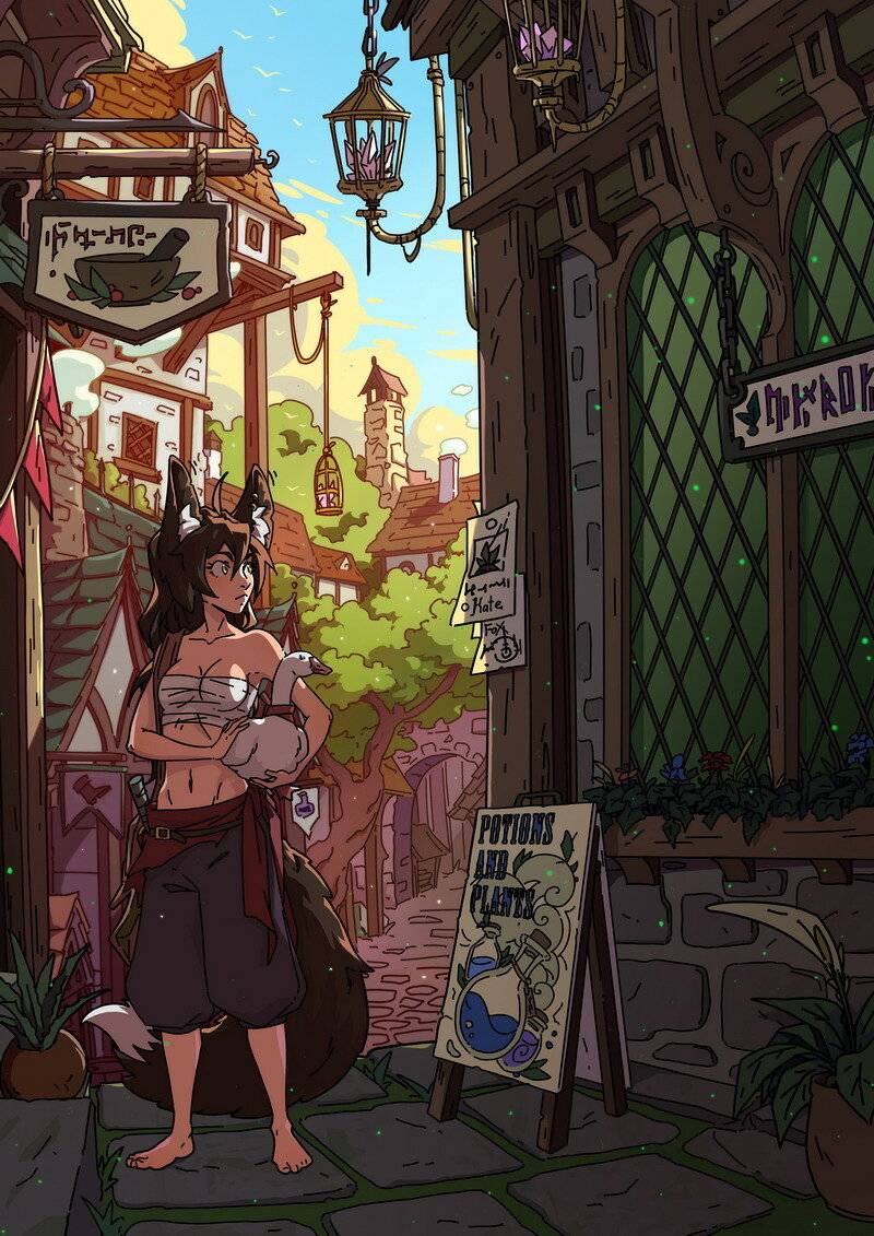 二次元风格的小狐狸插画,可爱的风格里多了点硬核_作品_画法_笔触