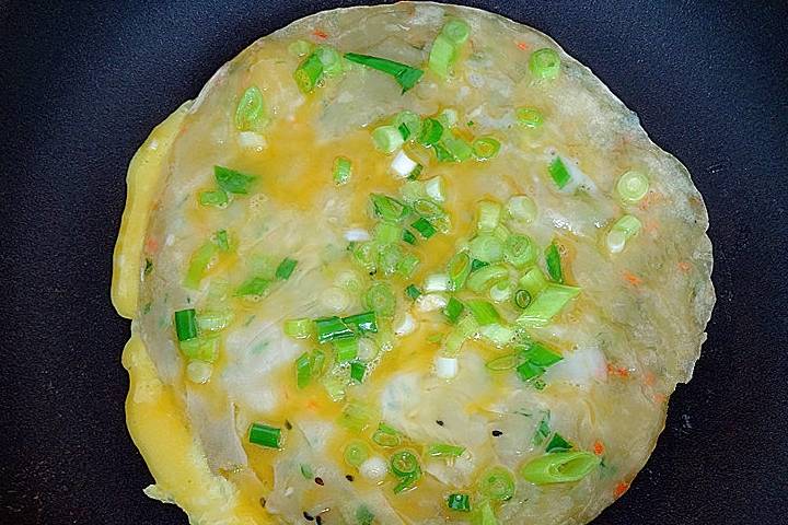 葱花|最近早餐迷上吃它,5分钟做好的鸡蛋饼,简单省事,好吃又顶饱!