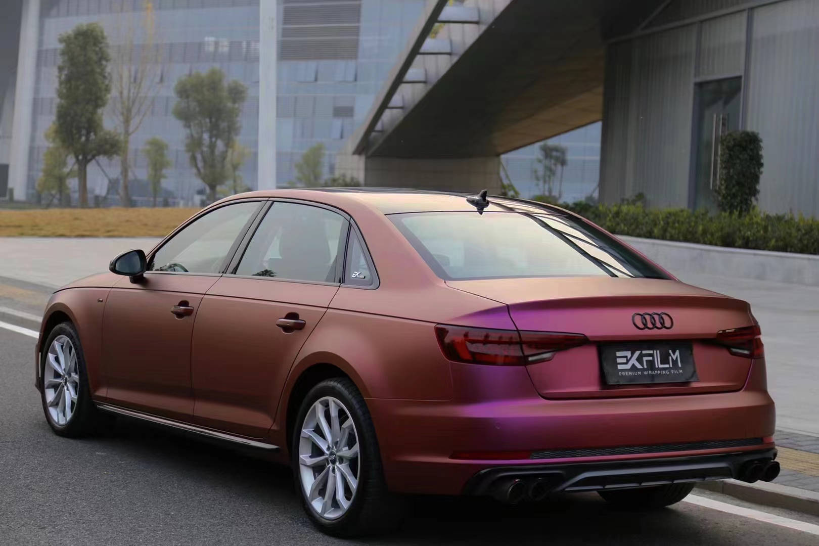 奥迪a4l改色膜ekfilm粉黛紫_#matte_pink_贴膜