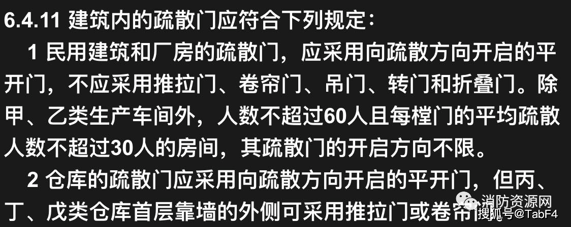 民用建築和廠房的疏散門,應採用向疏散方向開啟的平開門,除甲,乙類