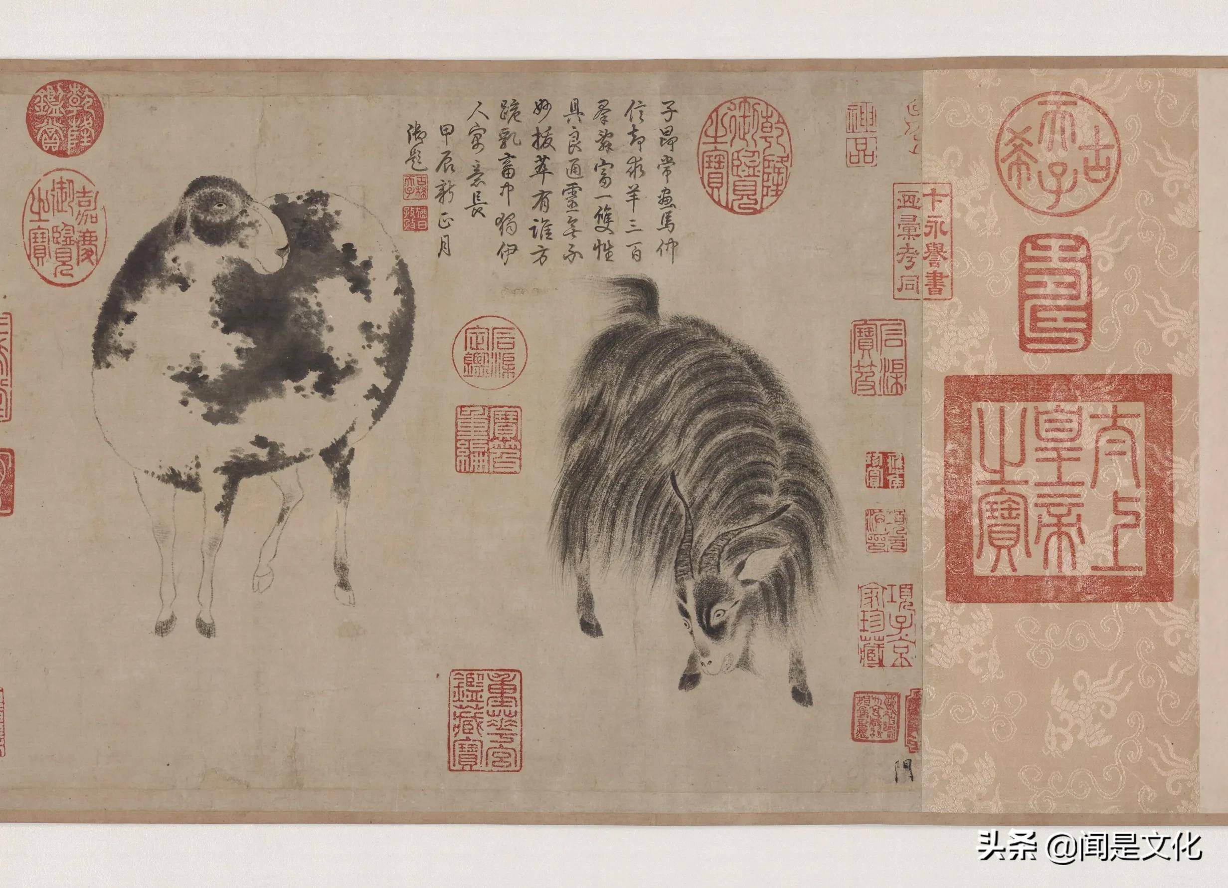 古画赵孟頫二羊图荐赏