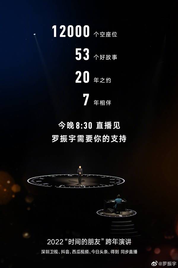 罗振宇跨年演讲现场无观众,面对12000个空座位,罗永浩力挺:了不起