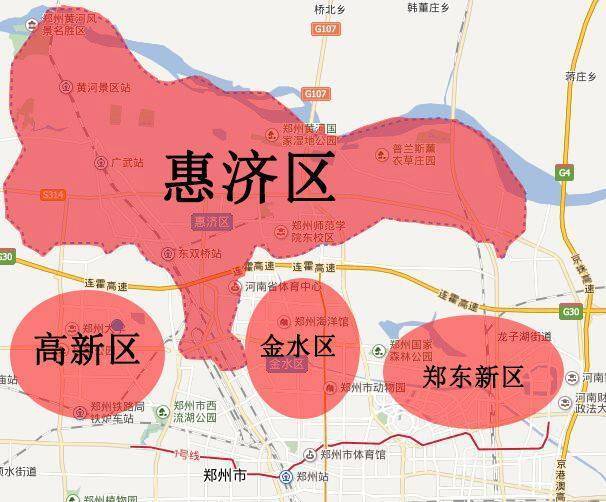惠济区位于郑州市的北部,临近黄河湿地,风景较好,是一个宜居的地方.