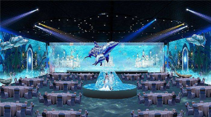 5d全息宴会厅是利用多媒体投影技术,图像融合技术,裸眼视觉,地面互动